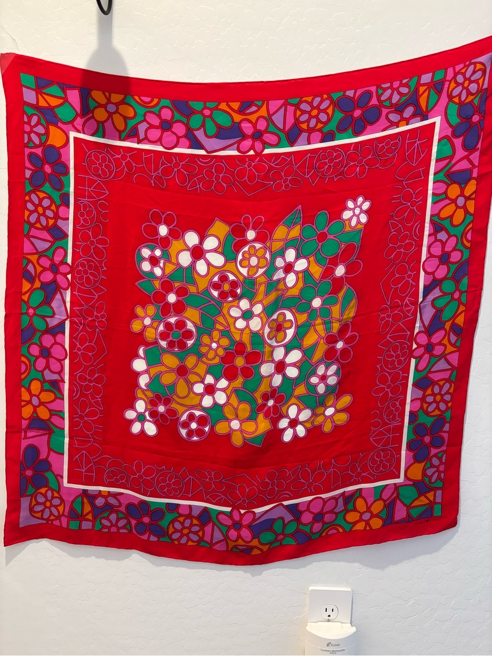 Marja Kurki Design Bright Floral Red Silk Scarf